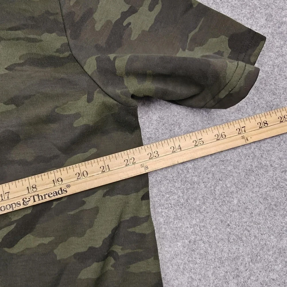 Marc Ecko Shirt Mens Large Green Camo Hooded Flag Graphic‎ Tee Zipper Cut & Sew